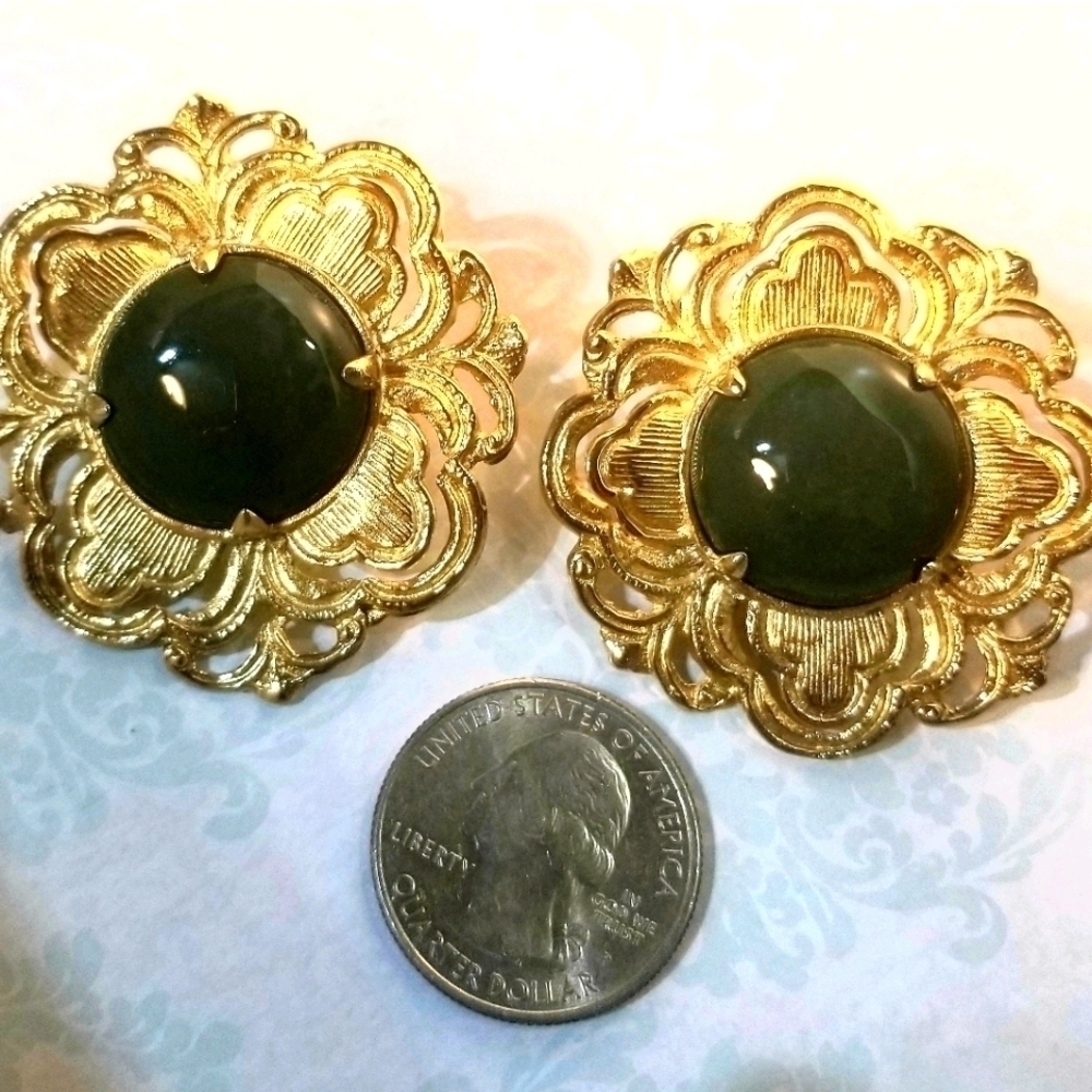 Stephen Dweck Jade RARE HUGE RUNWAY Sterling Earrings - Picture 5 of 7